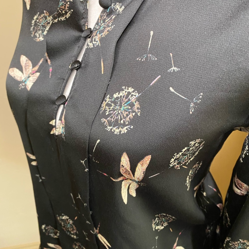 Zara Basics Satin Black Firefly Blouse - Picture 2 of 6